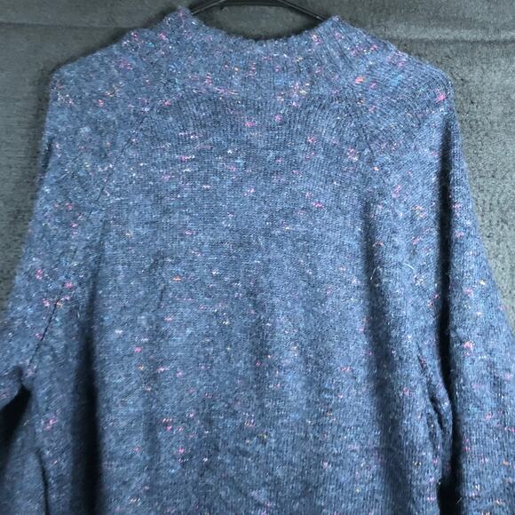 Lauren Conrad Womens Sweater Blue Multi Wool Blend Long Sleeve Crew Large - Picture 9 of 10
